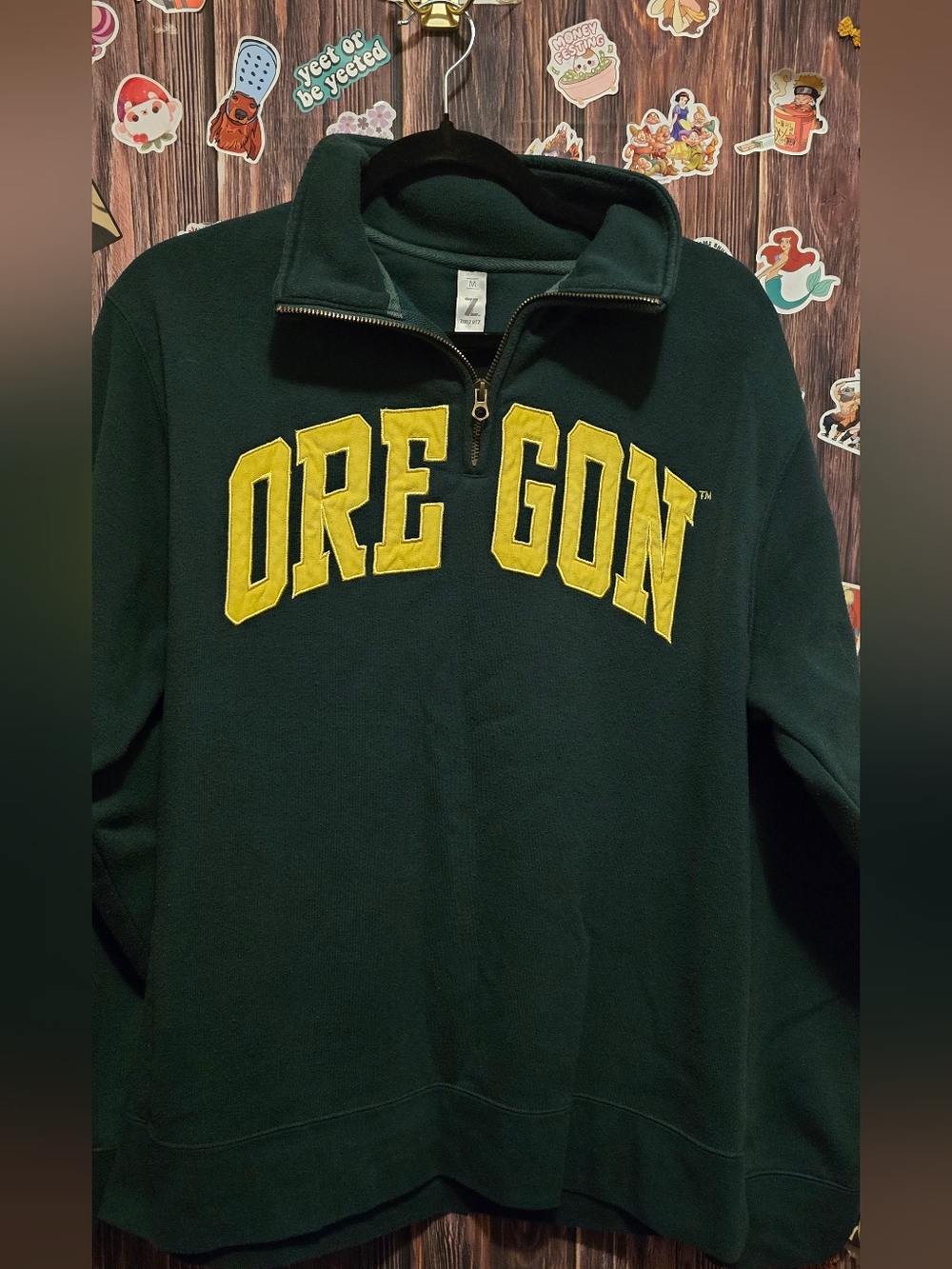 Forest Arched Yellow Twill Oregon 1/4-Zip Green & Yellow Hoodie